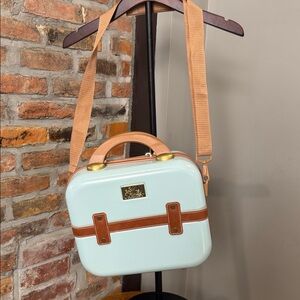 Mint Green and Tan Cosmetic Case